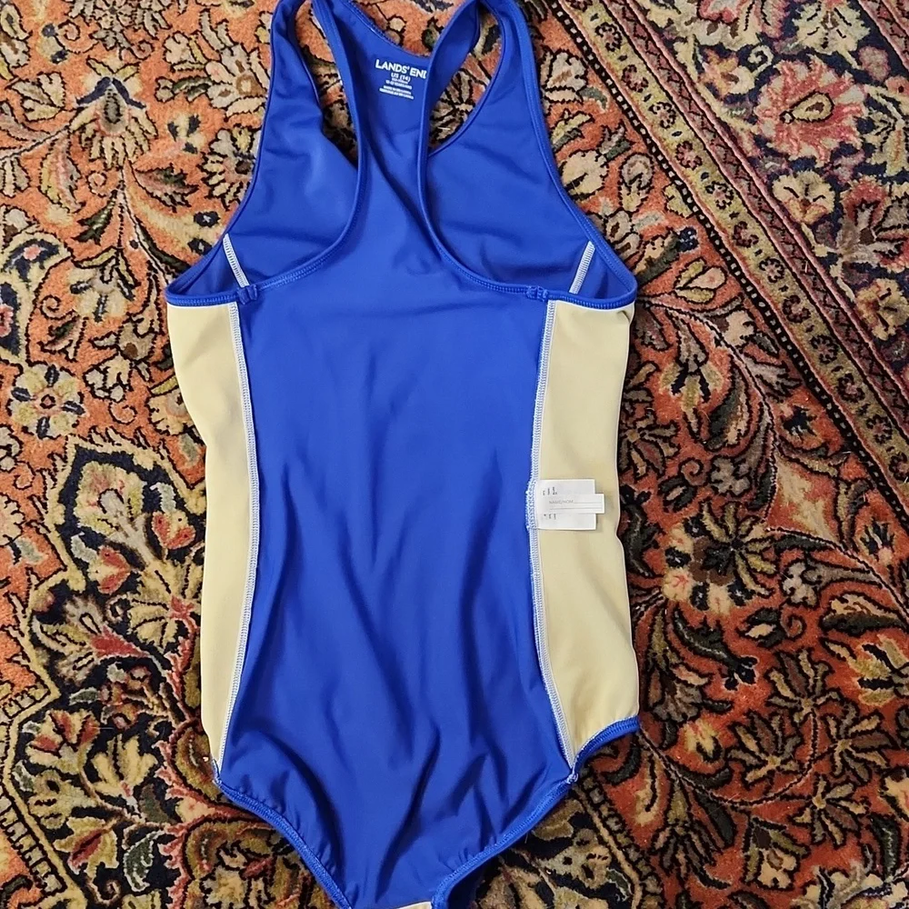 Lands' End Racerback Swimsuit US 14 Blue